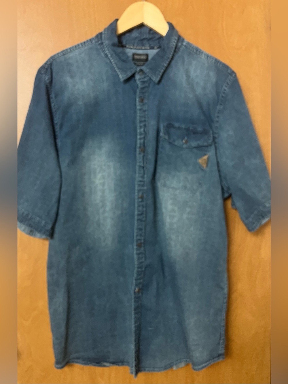 Buffalo David Bitten Slim Fit Men's Blue Short Sleeve Button Up Shirt Size XXL